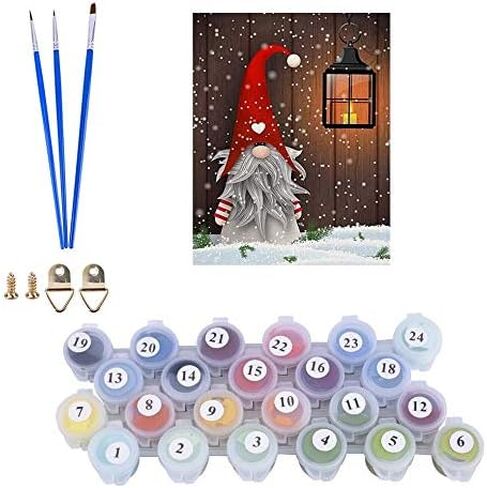 ACENGXI طلاء عيد الميلاد بالأرقام عيد الميلاد DIY الطلاء بالأرقام سانتا كلوز DIY قماش الطلاء بالأرقام قبعة عيد الميلاد الاكريليك اللوحة ديكور المنزل الطلاء بالأرقام رجل ثلج للبالغين والأطفال 16 × 20 بوصة in Kuwait