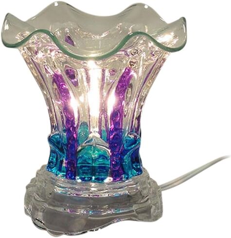 Electric Tart Burner Aroma LAMP Oil Warmer with DIMMER Switch Blue and Purple Stripe 5" Tall 5" Wide 4.5" Dish WHICH Easily FITS Full Size Tart in Saudi Arabia