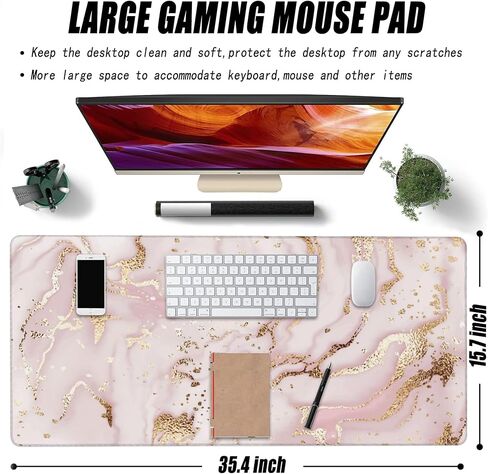 لوحة ماوس كبيرة للألعاب للمكتب، سجادة مكتب بتصميم بوهو ستايل لسطح المكتب، قاعدة مطاطية غير قابلة للانزلاق، حواف مخيطة، لوحة مفاتيح طويلة للكمبيوتر، وسادة مكتب لألعاب المكتب المنزلي 35.4 بوصة × 15.7 بوصة in Kuwait