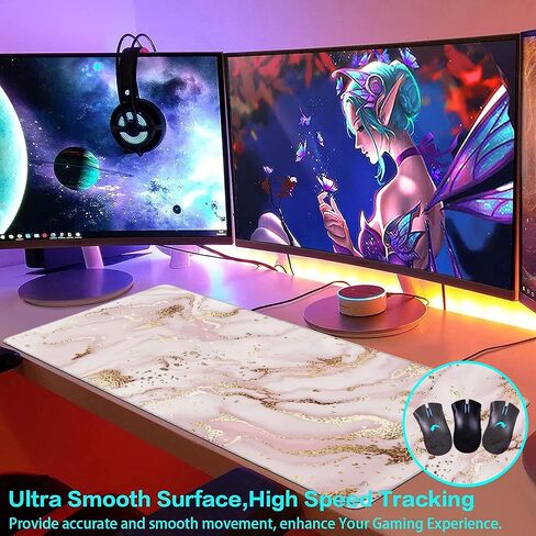 لوحة ماوس كبيرة للألعاب للمكتب، سجادة مكتب بتصميم بوهو ستايل لسطح المكتب، قاعدة مطاطية غير قابلة للانزلاق، حواف مخيطة، لوحة مفاتيح طويلة للكمبيوتر، وسادة مكتب لألعاب المكتب المنزلي 35.4 بوصة × 15.7 بوصة in Kuwait