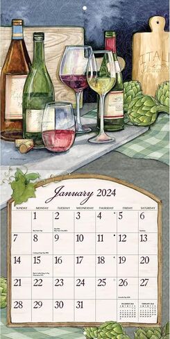 تقويم حائط WSBL Wine Cellar 2024 مقاس 12X12 (24997001696) in Kuwait