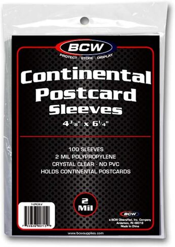 BCW Continental Postcard Sleeves, Photos Sleeves | Exterior Dimensions: 4 3/8" x 6 1/4" | Acid-Free Archival Sleeves Quality | Crystal Clear Polypropylene | Protect and Store Collectible Postcards in Saudi Arabia