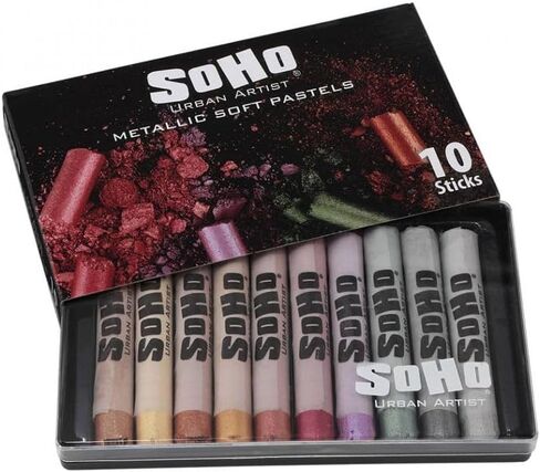 SoHo Urban Artist Soft Pastels Set of 10 Bright Fluorescent Neon Colors, Vibrant Pastel Sticks for Art, Drawing, Blending, Layering, Shading in Kuwait