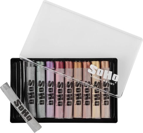 SoHo Urban Artist Soft Pastels Set of 10 Bright Fluorescent Neon Colors, Vibrant Pastel Sticks for Art, Drawing, Blending, Layering, Shading in Kuwait