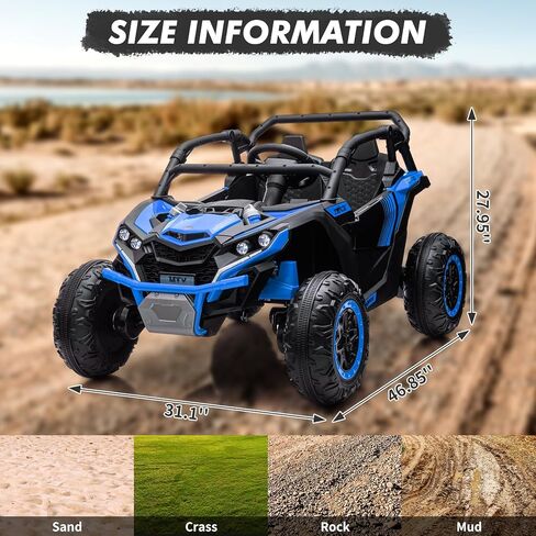 24V Kids Ride On Utv,2-Seater 4WD Off Road Electric Vehicle with Remote Control, Led Lights, 4 Shock Absorbers, One-Button Start, and Music Player for Ages 3 +(Red) in Kuwait