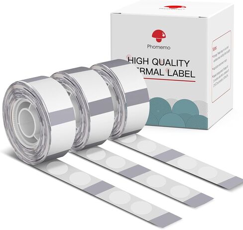 ملصقات D30، دائرة شفافة 1/2 بوصة × 1 بوصة (14 مم × 28 مم)، ورق ملصقات لاصق، 220 ملصق/لفة، 3 لفات، متوافقة مع صانع ملصقات بلوتوث محمول Phomemo D30 لملصقات الحجم in Kuwait