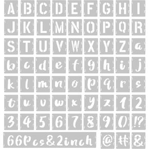 66Pcs Letter Stencils 2 Inch Letter Stencils and Numbers for Painting, Reusable Alphabet Stencils, Stencils Letters and Numbers for Painting on Wood, Canvas, Fabric, Rock, Chalkboard, DIY Art Projects