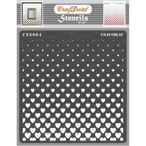 CrafTreat Reusable Geometric Heart Pattern Stencils for Painting on Wood, Wall, Tile, Canvas, Paper, Fabric and Floor - Flying Hearts Stencil - 6x6 Inches - DIY Art and Craft Stencils