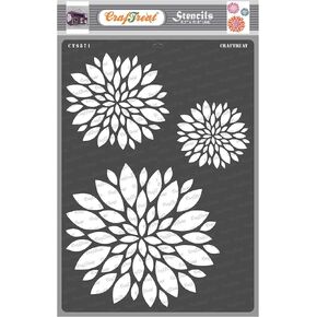 CrafTreat Reusable Flower Stencils for Painting on Wood, Canvas, Paper, Fabric and Wall - Mum Flower - Size: A4 (8.3 x 11.7 Inch) - DIY Art and Craft Stencils for Home Decor - Background Stencils