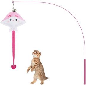 Andiker Cat Wand Toy, 35 in Long Flexible Stick with Cute Fish Shape Bell Wand Refill Cat Fishing Pole Toy Interactive Cat Toy for Indoor Cats Kittens to Pounce Chase Keep Fit (Yellow) in Saudi Arabia