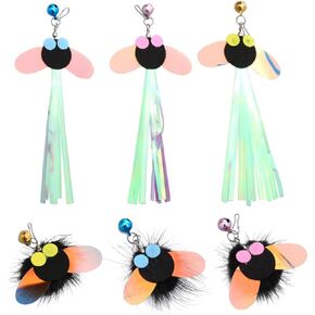 6 PCS Cat Toy Wand Refills, Shiny Insect Refills for Cat Wand Toy Furr Cat Toys Interactive Cat Teaser Wand Attachments, with Bell Fishing Pole Toy, Chase Exercise Toys for Indoor Cats and Kittens