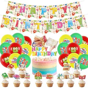 Book Themed Birthday Party Decorations Set - Includes Banners, Balloons, Cake Toppers, Cupcake Toppers - Whimsical Watercolor Designs for Kids' Parties, Classrooms, and Reading Events