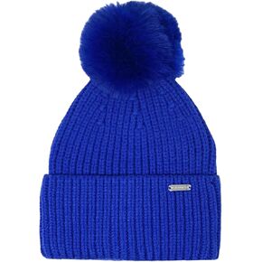 Steve Madden Women's Wide Cuff Space Dye Faux Fur Pom Beanie