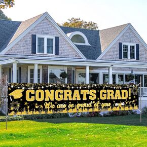 Graduation Party Decoration Banner,Red and Black Congrats Grad We Are So Proud of You Banner Yard Sign for Class of 2024 Party Decor High Middle School College Backdrop Party Favors Supplies Outdoor