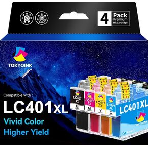 LC401XL Ink Cartridges Compatible for Brother Ink LC401 401XL Cartridge to use with MFC-J1010DW MFC-J1012DW MFC-J1170DW MFC-J1800DW (401 XL, 4 Pack)