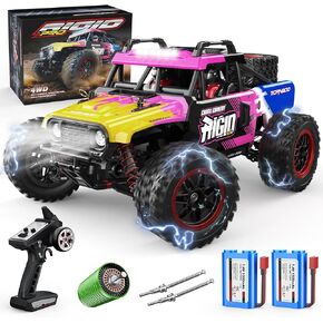 1/14 Brushless RC Cars for Adults, Fast Rc Car Max 36mph 4x4 Off-Road RC Truck with 2 Lipo Batteries, High Speed Remote Control Car with 35A Waterproof ESC, All Terrain Off-Road Truck, Pink