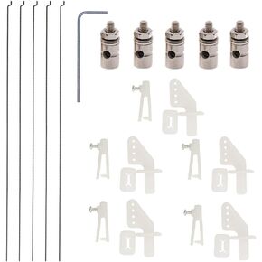 5 Sets Nylon Control Horns + Steel PushRods + Pushrod Connector Linkage Stopper Parts for RC Airplane Model Aircraft