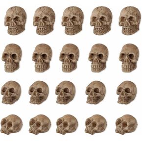 20pcs Mini Resin Skull Heads, Halloween Mini Skull Figures Small Skeleton Heads Miniature Skeleton Heads Tiny Skulls for Crafts Halloween Micro Landscape Table Decor