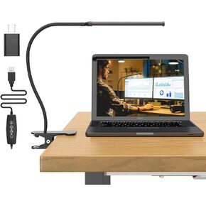 LED Desk Lamp, 3 Color & 10 Brightness Desk Lamp for Office Home, 72 LED Dimmable Reading Lamp with Flexible Gooseneck, Clamp Lamp with USB Adapter for Reading Study Workbench Drafting Crafting
