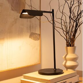 Brightech Leaf LED Table lamp, Pharmacy LED Desk Lamp for Living Rooms & Offices, Adjustable Standing Lamp for Bedroom Reading, Task Lamp for Sewing & Craftwork - Jet Black