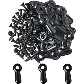 MEETOOT 50pcs Picture Frame Turn Button Plastic Sheet Black with Mounting Screws for Hanging Pictures, Photos, Drawing