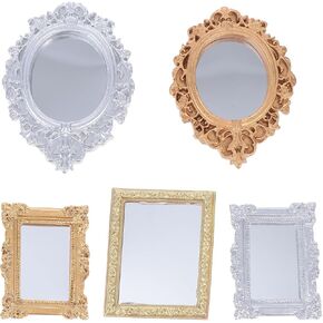 DOITOOL 5PCS Mini Classic Mirror Miniatures Mirror Wall Decor Vintage Mirrors Mini Wall Mirror Doll House Small Decorative Mirrors, 2. 83X2. 16X0. 39inch