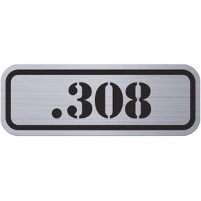(4X .308 Metallic Ammo Can Badge Sticker Self Adhesive Label 3M Bullet 308 - Silver
