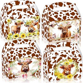 JeVenis Highland Cow Party Supplies Farm Party Decoration Highland Cow Party Favors Bags Boxes Highland Cow Party Present Bags Brown Cow Western Goodie Bags Bride Shower Party Supplies
