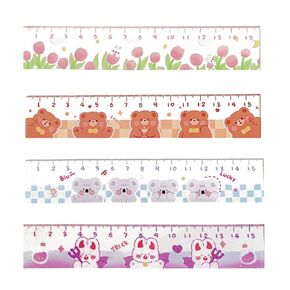 4 Pcs Cute Cartoon Rulers 15cm Straight Ruler Acrylic Ruler Lovey Animal Ruler Cartoon Small Ruler Centimeter Measuring Ruler Journal Ruler (Cute Animal)