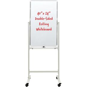 Excello Global Products Double Sided Whiteboard with Rolling Stand 40" x 24"