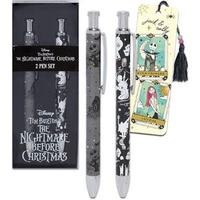 Disney Nightmare Before Christmas Pens Set - Bundle with 2 Jack Skellington Pens with Clip Plus Bookmark for Stocking Stuffers | Nightmare Before Christmas Stationery Gift Office Supplies