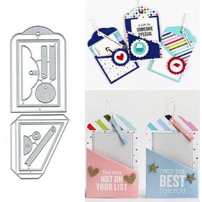 Book Gift Tag Metal Die Cuts,Flower Frame Tag Label Card Cutting Dies Cut Stencils for DIY Scrapbooking Album Decorative Embossing Paper Dies Card Making, Silver, 7*12cm/2.75x4.72inch