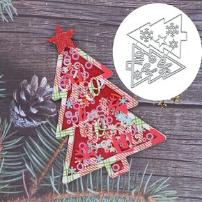 2pcs Christmas Tree Shaker Metal Die Cuts,Christmas Tree Snowflake Star Letter Cutting Dies Cut Stencils DIY Scrapbooking Decorative Embossing Paper Scrapbooking Card Making