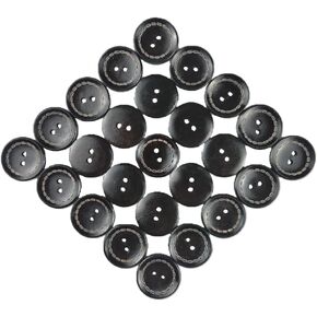 50 Pcs Classic Wooden Buttons, 1-Inch (25mm) Diameter - Black,Dotted line,Convex,2 Holes,for Sewing Projects