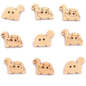 50 Pcs Wooden Fish Shape Buttons with Round 2 Holes DIY Craft Sewing Buttons for Handmade Scrapbooking Art Project Home Ornament, 0.7" x 0.4"