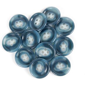 Mibo 8pcs Round Melamine Suit & Dress Buttons with Rim - 40L(25mm) - 4 Hole - Light Blue Mix