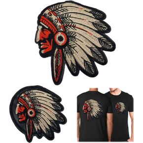 Embroidered Patches Pretty Feather Chief Headdress Iron Patch Native American Female Indian Sewing Leather Jackets