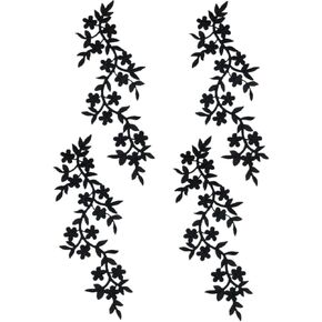 4 Pieces 10x5inch Long Patch Flower Vine with Leaf Iron on Patch Embroided Applique for Garment Curtain Pillow Blanket Trimming Shoes Jeans Clothing Embelishments (Silver)