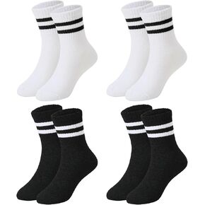 American Trends Kids Athletic Crew Socks Toddler Striped Socks School Uniform Socks 4 Pairs