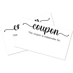 Coupon Cards, Gift Certificate , Present Voucher For Bridal Shower, Baby Shower, Family Reunion, Holiday Celebrations, Newlyweds Reception, Graduation, Birthday Events, Redeemable 50 Cards 3.5"x2". Made in USA