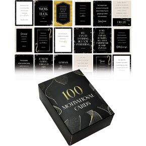 Better Office Products 100 Encouragement Quote Cards, Famous Inspirational Quotes, All Unique Designs, Elegant Black & Gold Motif, Motivational Card Deck, 2.5" x 3.5" (Playing Card Size)