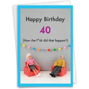 NobleWorks - Funny 40th Milestone Birthday Greeting Card with 5 x 7 Inch Envelope (1 Card) Bday Cougar 8802