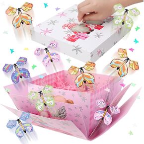 صندوق هدايا XLSXEXCL لعيد الميلاد المجيد، صندوق هدايا انفجار الفراشة، صندوق مفاجآت الفراشة الطائرة، هدية مفاجأة متفجرة DIY لعيد الميلاد وأعياد الميلاد وحفلات الزفاف والذكرى السنوية، 7.9 × 7.9 × 5.1 بوصة in Kuwait