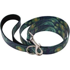 5' Waterproof Dog Leash Van Gogh Starry Night, Blue, Yellow, 5 ft Leash