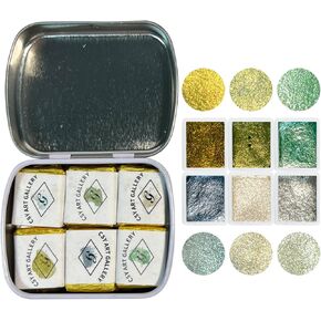CSY art gallery Sparkly Handmade Watercolor Paint Palette Metallic Watercolors Painting Set Gift for Artists in Calligraphy, Hand Lettering, Junk Journaling (Peach Soda)