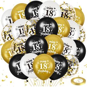 16th Birthday Balloons for Boys, 24Pcs Black Gold White Happy 16th Birthday Balloons, Black Gold and White 16th Birthday Party Decorations Balloons for Boys Girls 16th Birthday Decor Supplies