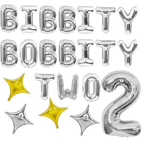 22 PCS Bibbity Bobbity Two Banner 16 inches balloons 2nd birthday party girls balloons second birthday party banner for girls