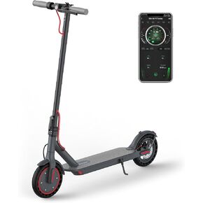 Electric Scooter - 8.5" Solid Tires, 350W Motor, Up to 19 MPH and 21-23 Miles Long-Range Portable Foldable Commuting Scooter for Adults with Double Braking System and App