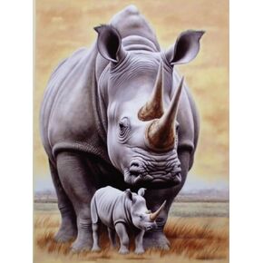 Reofrey DIY Diamond Art Kits for Adults Rhino, Animal Full Drill Round Rhinestone Diamond Painting Kits, Cross Stitch Embroidery Canvas for Crafts Decor (30x40 cm/ 12x16 inch)