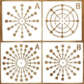 4Pcs Mandala Dot Painting Stencils 8/12/16/20 Segment Creative Mandala Templates Stone Stencils for Painting Reusable Drawing Stencils for Painting on Wood Wall Floor Tile Fabric DIY Art Projects